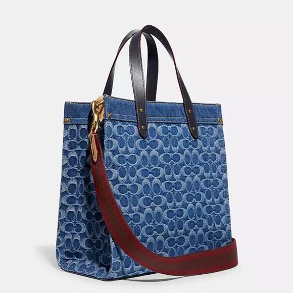 Coach Field Tote In Signature Denim - Picture 2 of 7